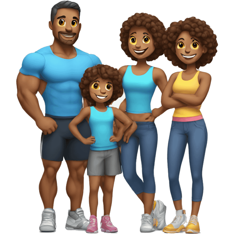 happy muscular family emoji