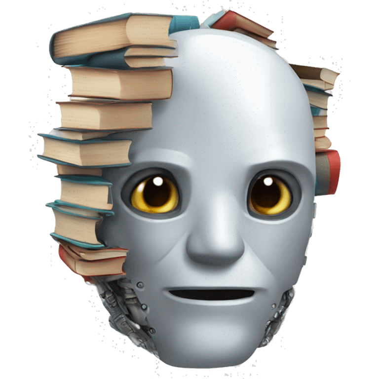 robot head overflowing with books emoji