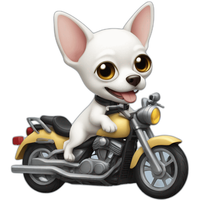 white chihuahua on motorbike emoji