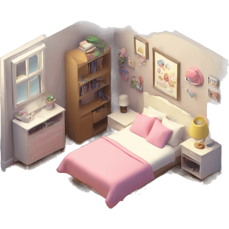 isometric-3d-cute-small-bedroom-teen-girl-interior emoji