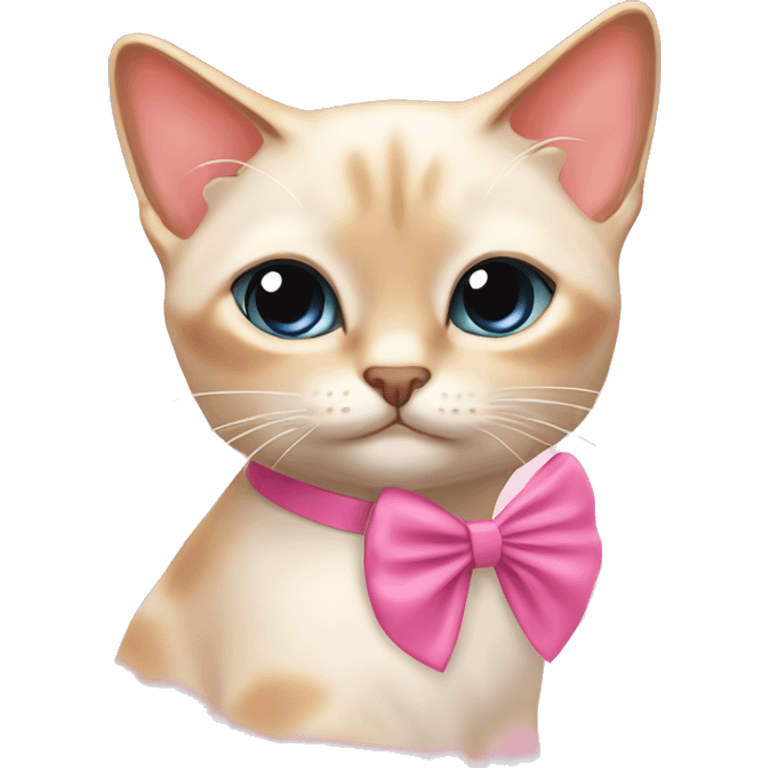 cute flame point Siamese cat with pink bow ￼ emoji