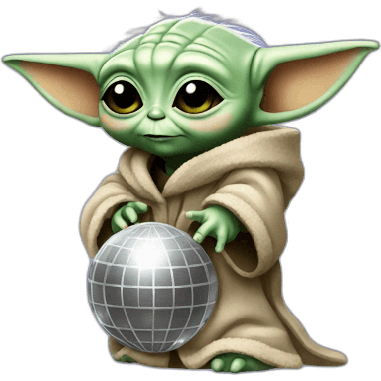 Baby yoda holding a disco ball emoji