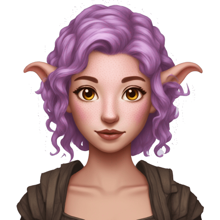 tiefling lavender skin freckles pink hair emoji