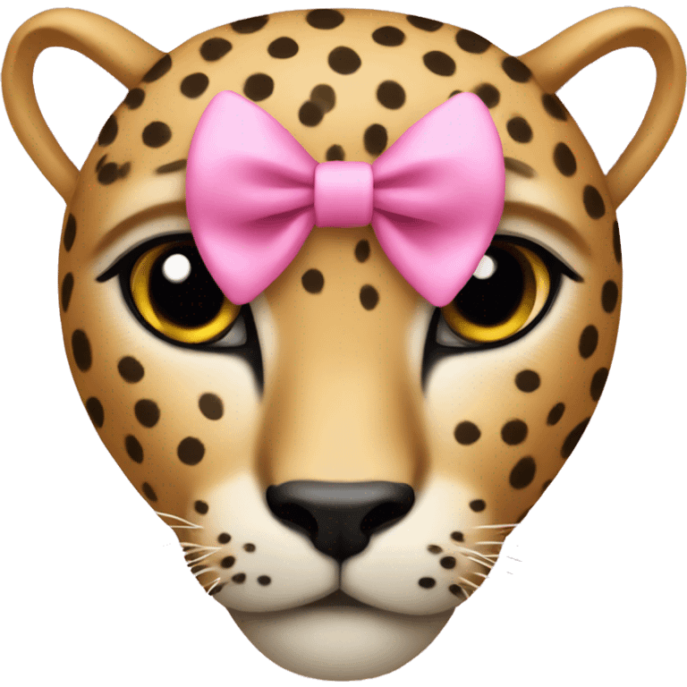 cheetah with a small pink bow emoji