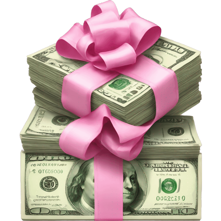 Stack of money with pink bow  emoji