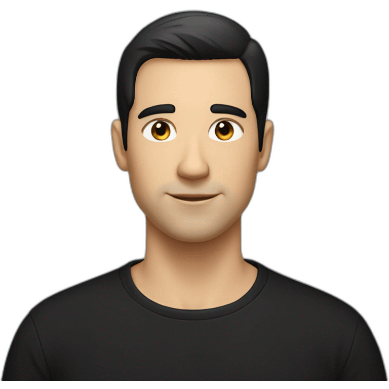 White man with very short black hair in black T-shirt emoji