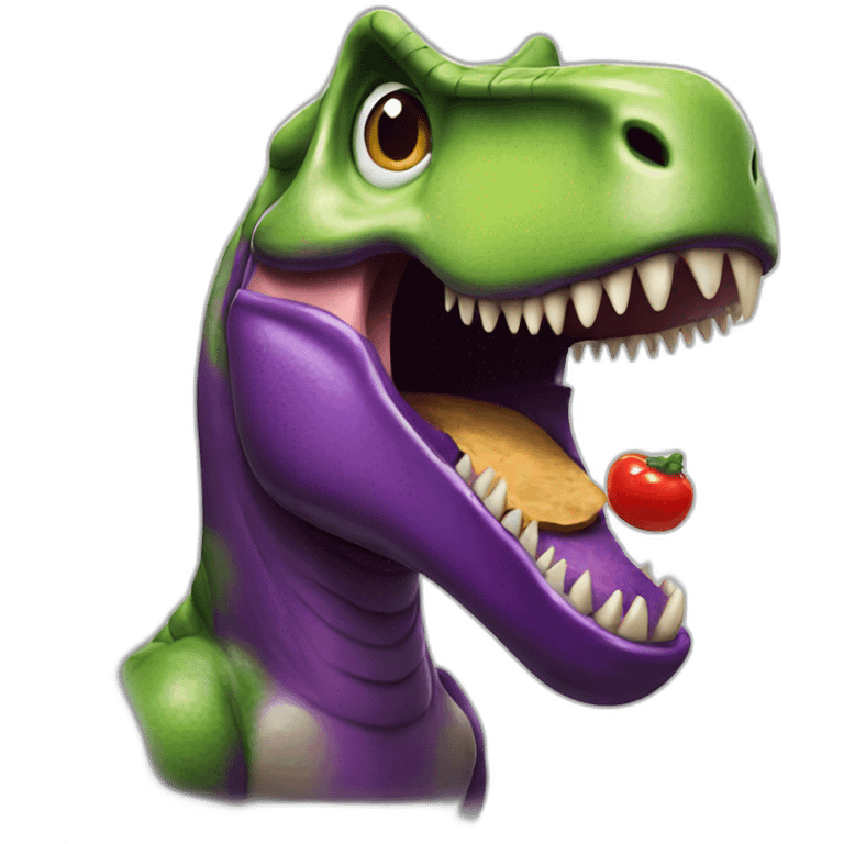 T-rex eating eggplant emoji