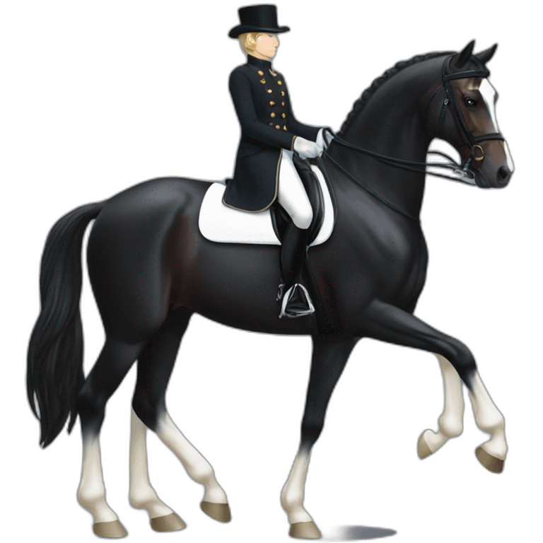 Black dressage horse with two white legs emoji