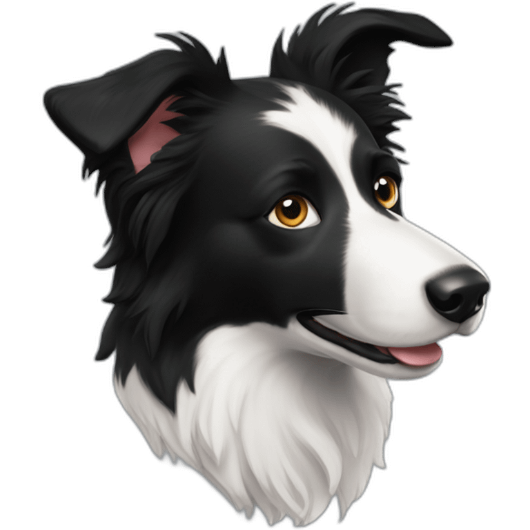 Border Collie black with one erect ear emoji