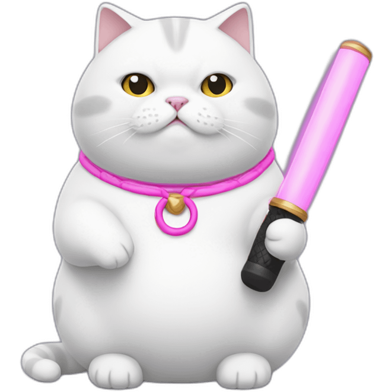 Fat-White-cat-with-pink-cheeks-and-nunchaku emoji