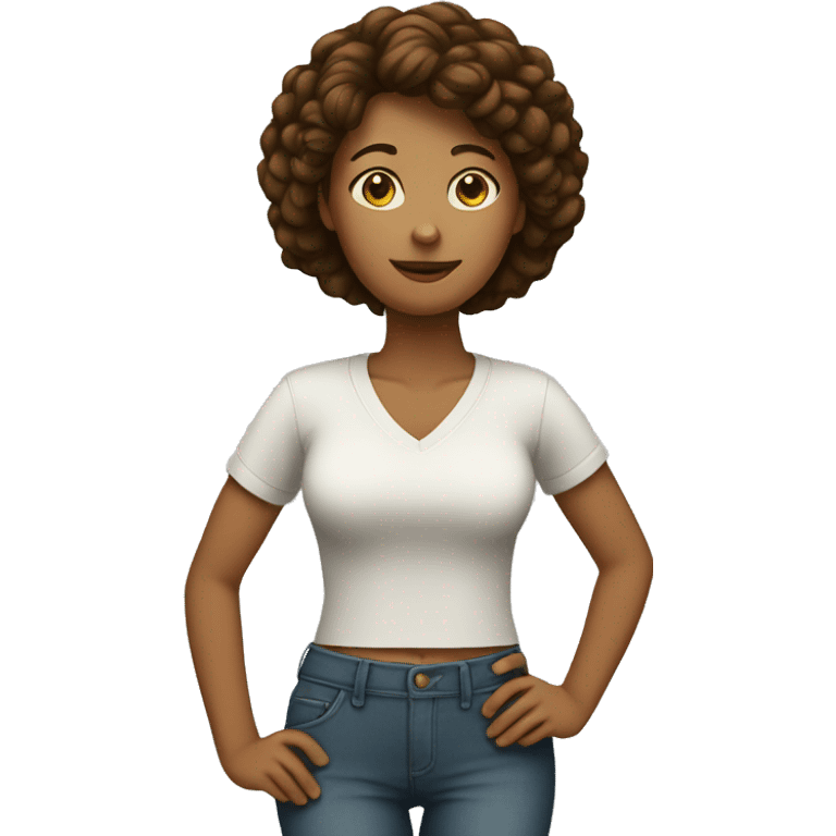 Full body picture of woman with hand on hip emoji