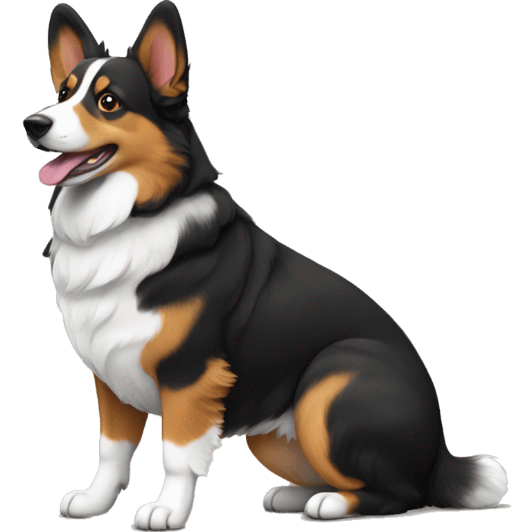 Black Tri color Australia shepherd and tri color corgi emoji