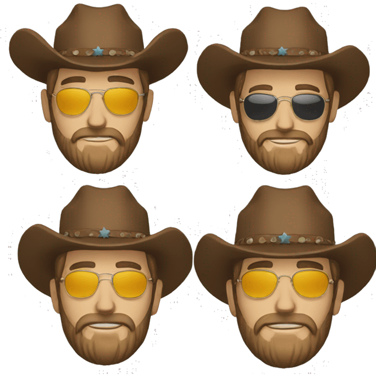 bearded man with cowboy hat and sunglass with thumb down emoji