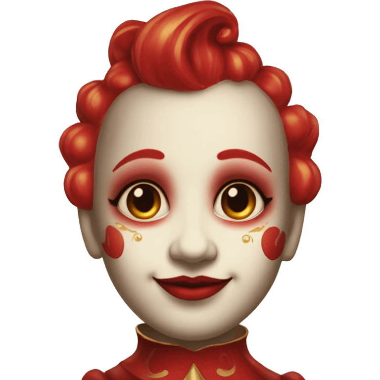 Vintage Jester high cheekbones, red, gilded  emoji