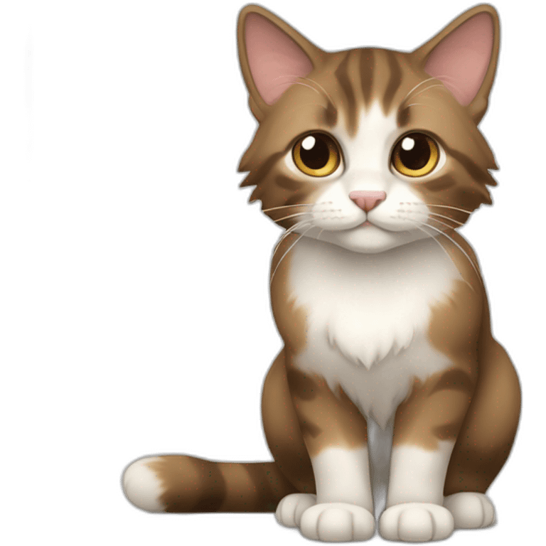 Norwayjan Forest cat white brown emoji