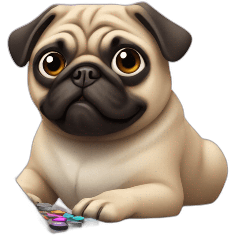 pug playing video games emoji