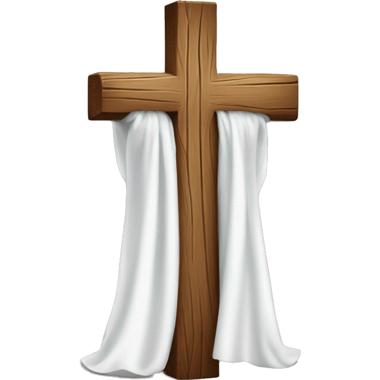 Wood cross with a white cloth draped on it emoji