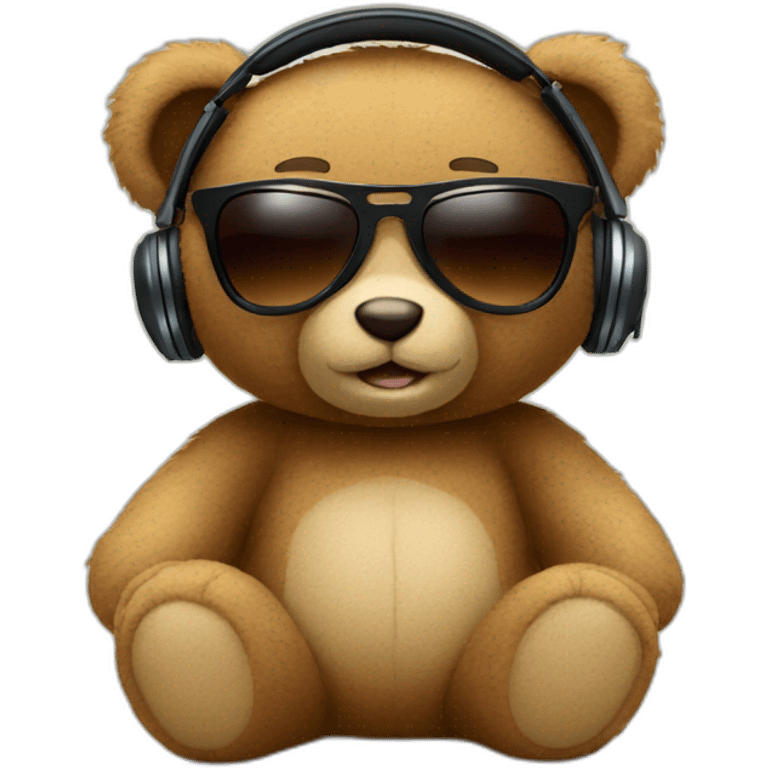 teddy bears with headphone and sunglasses emoji