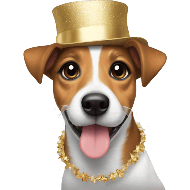 Jack Russell girl in a New Year's hat. emoji