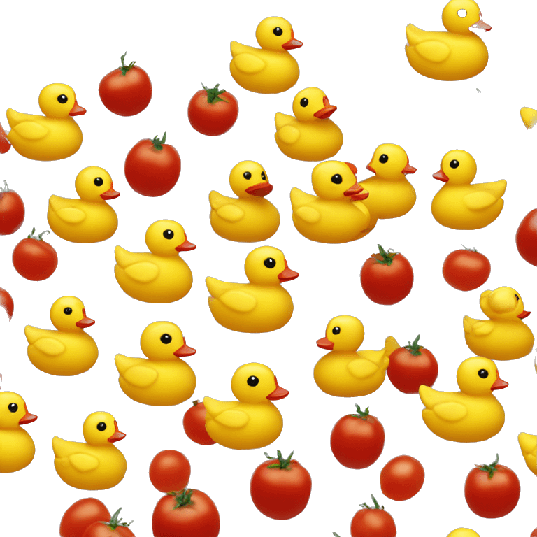 Yellow duck with tomatoes on top of a head emoji