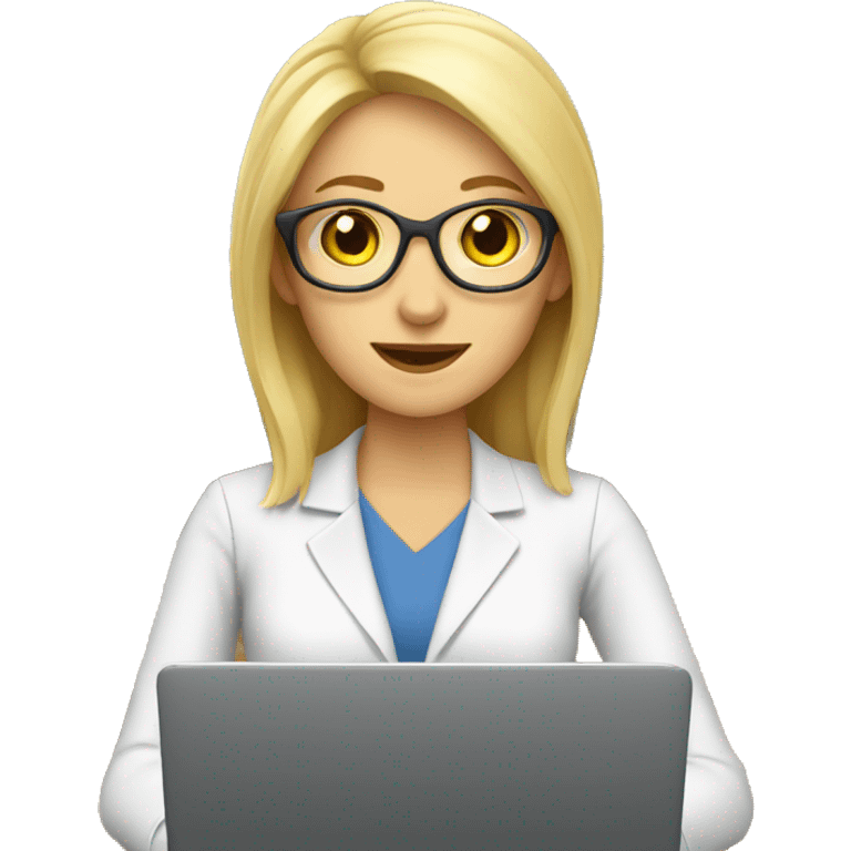 blonde female computer teacher with laptop emoji