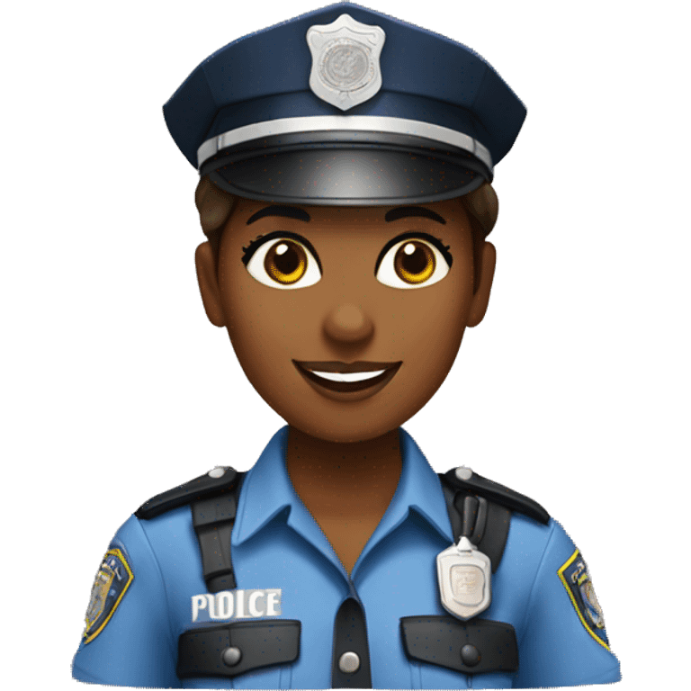 A police woman, brown skin, happy emoji