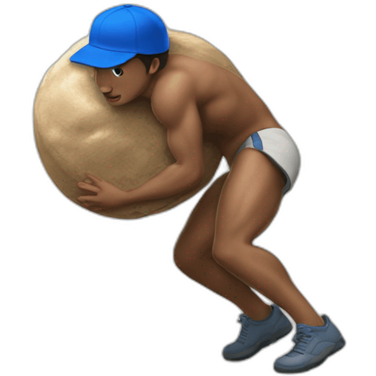 Sisyphus with a blue baseball cap emoji