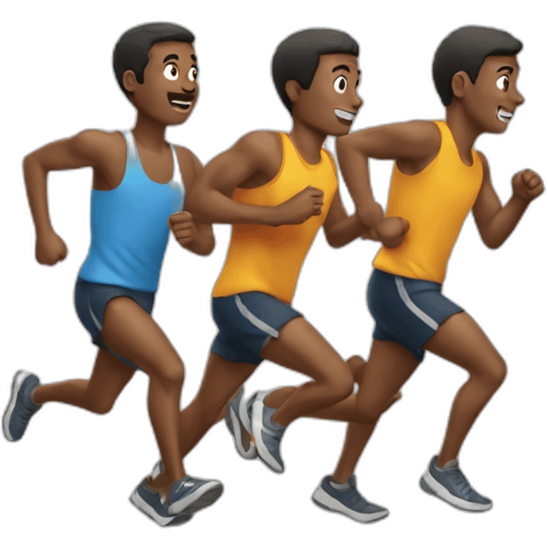 Three men running emoji