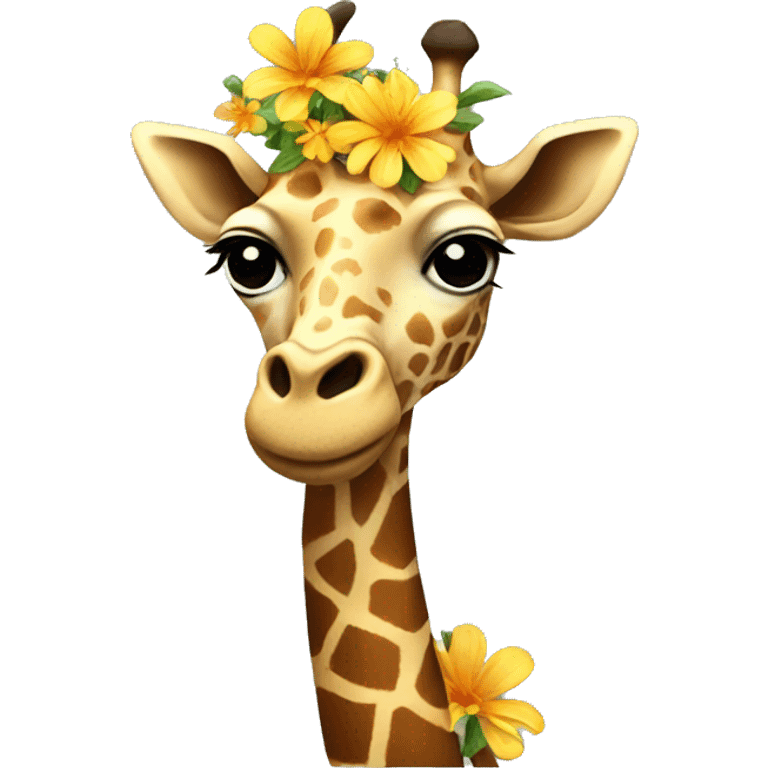 giraffe with flowers on its body emoji