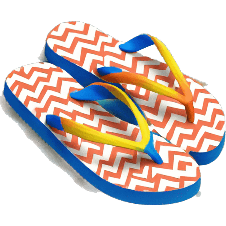 Realistic pair of chevron pattern summer flip flops isolated. emoji