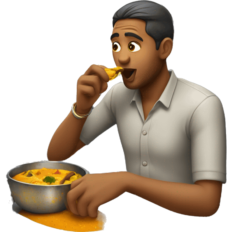 indian man eating curry on a train emoji