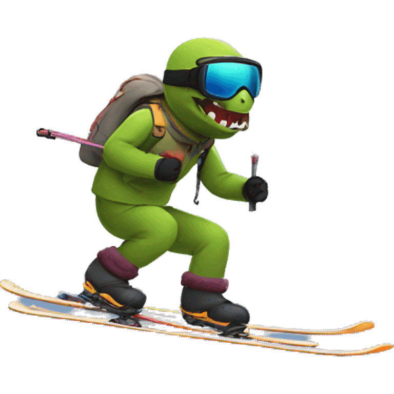 dino skiing emoji