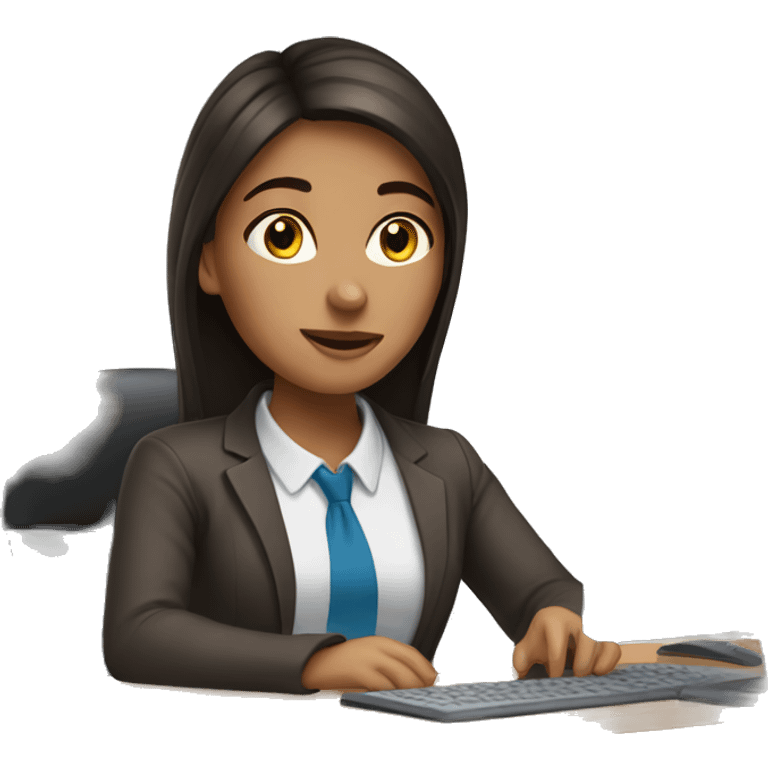 Brunette girl working at office emoji