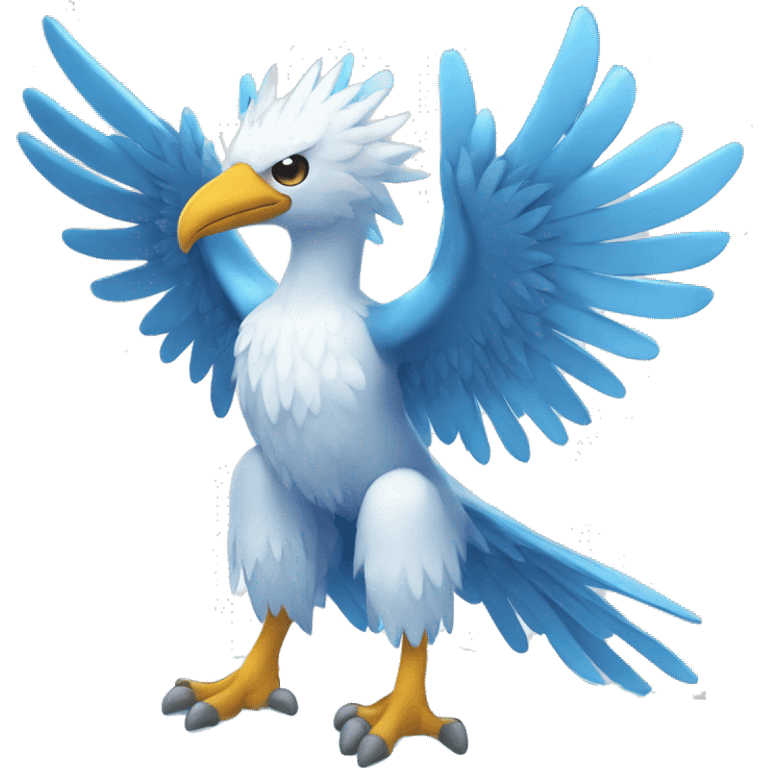 Fantasy legendary godly ice bird Cryo-snow-Phoenix Fakemon full body emoji