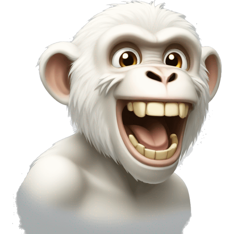 white monkey laughing hard emoji