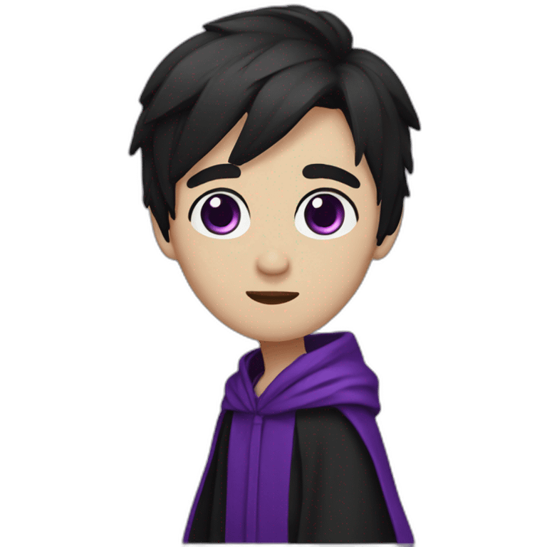 emo with purple eyes short dark hair wearing robes emoji