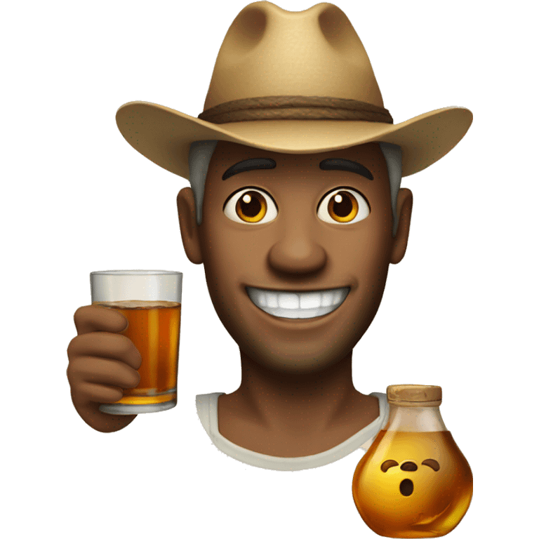 Man with missing teeth, whiskey jug and straw hat emoji