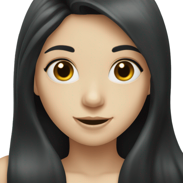 Pale girl with long black hair celebrating  emoji