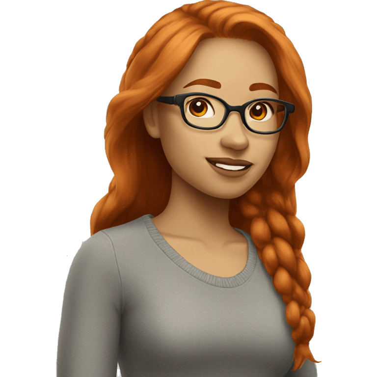 redhead with gray frame eyeglasses amber eyes and light skin emoji