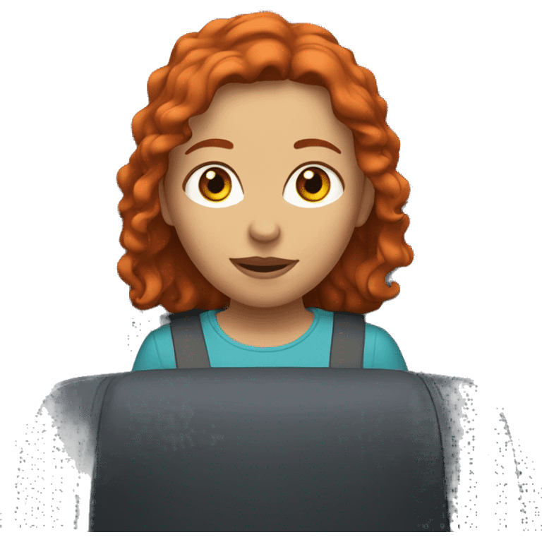 red-haired girl in car interior emoji