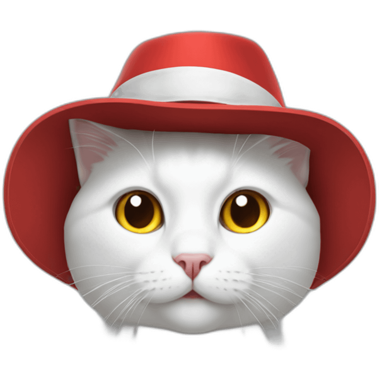 sitting white cat in vr headset in red hat emoji