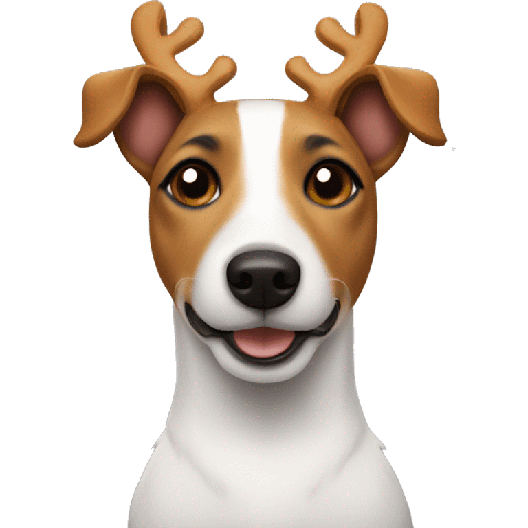 Jack Russell Terrier in a reindeer costume emoji