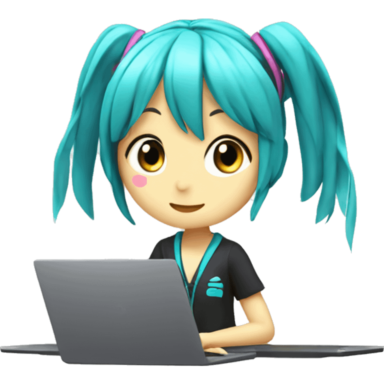 Hastune Miku in front of laptop emoji