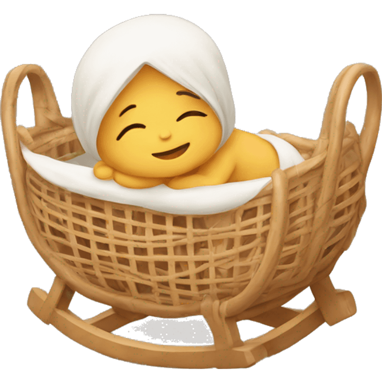 Newborn in a rattan cradle emoji