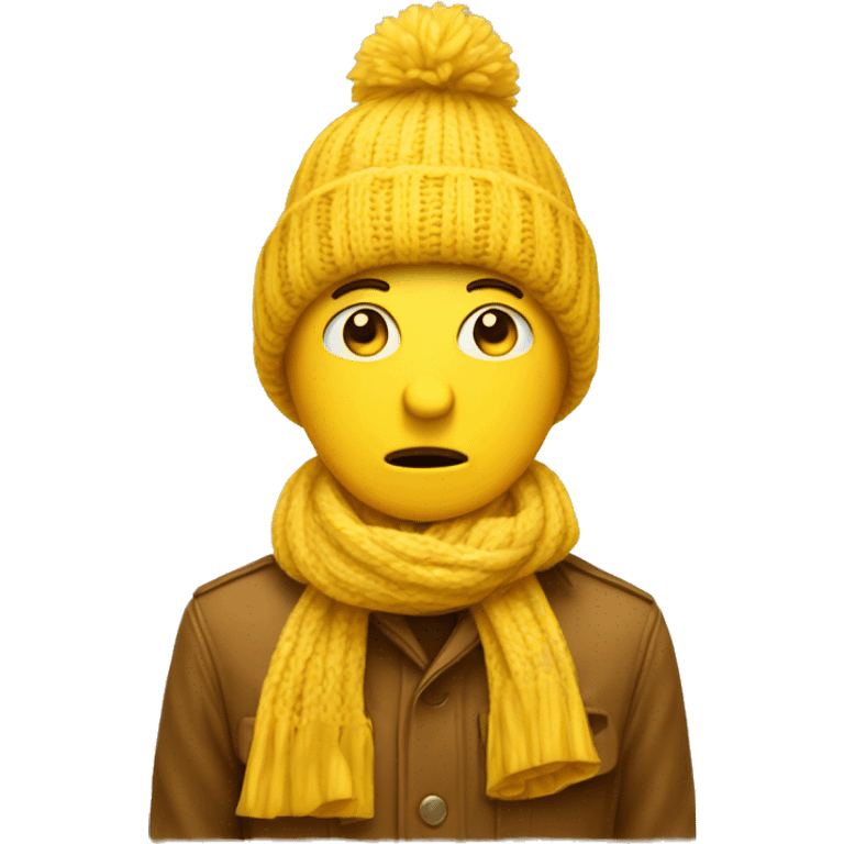 Sad face with yellow hat and scarf  emoji