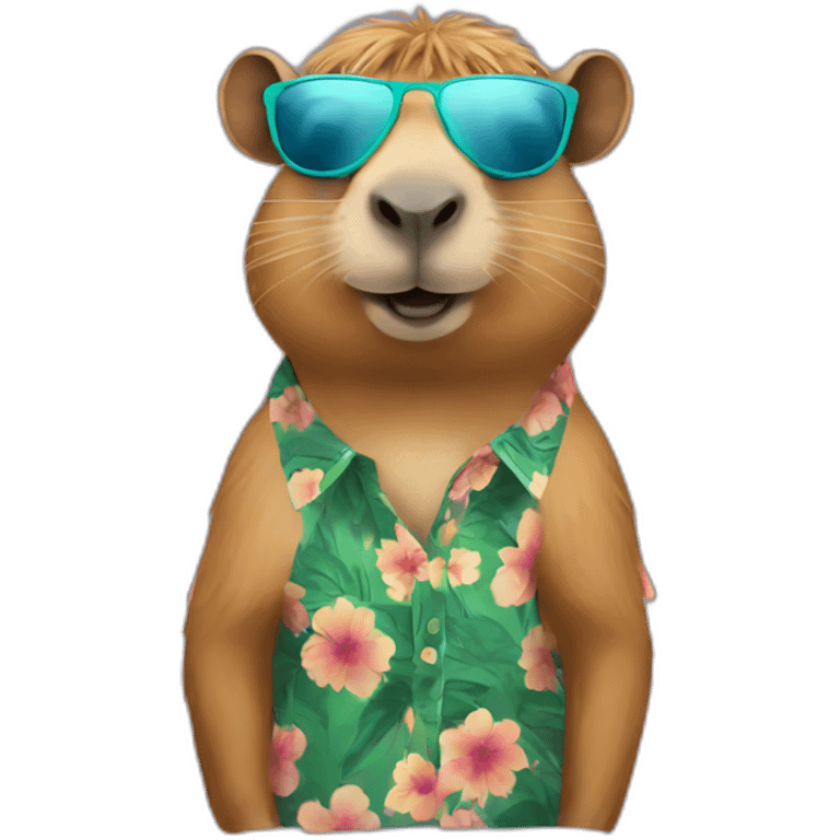 capybara with sunglasses and flower shirt emoji