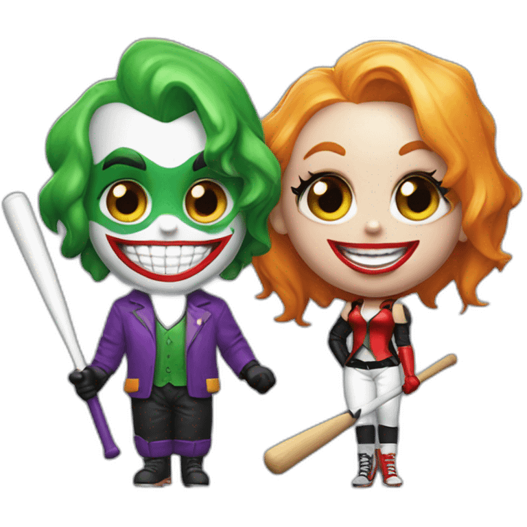 Joker and Harley Quinn with gum and baseball bat emoji