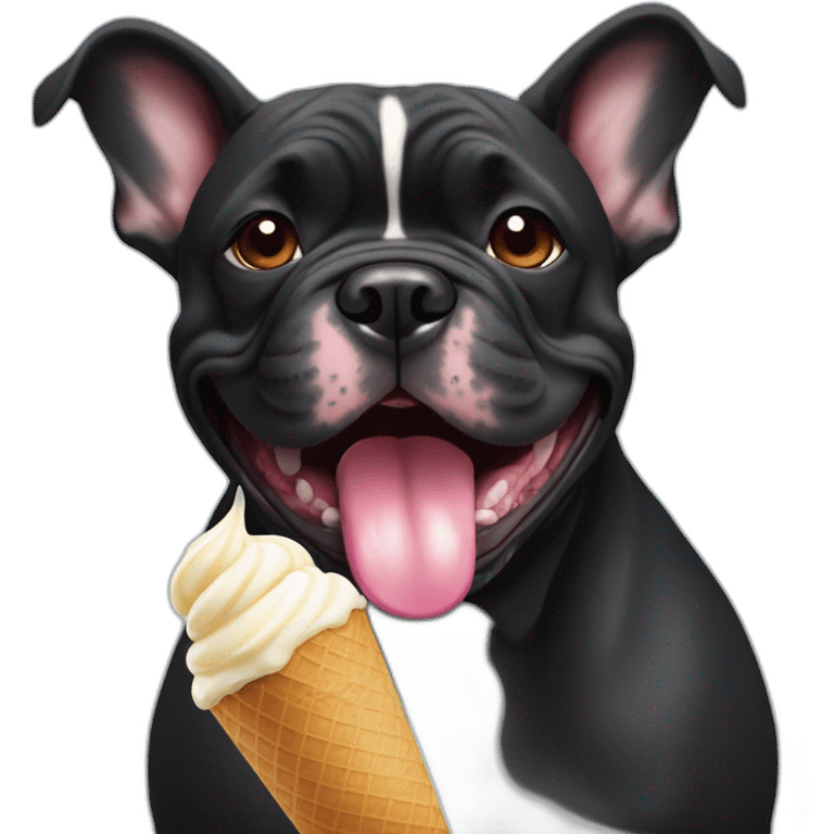 Black French buldog with ice cream emoji