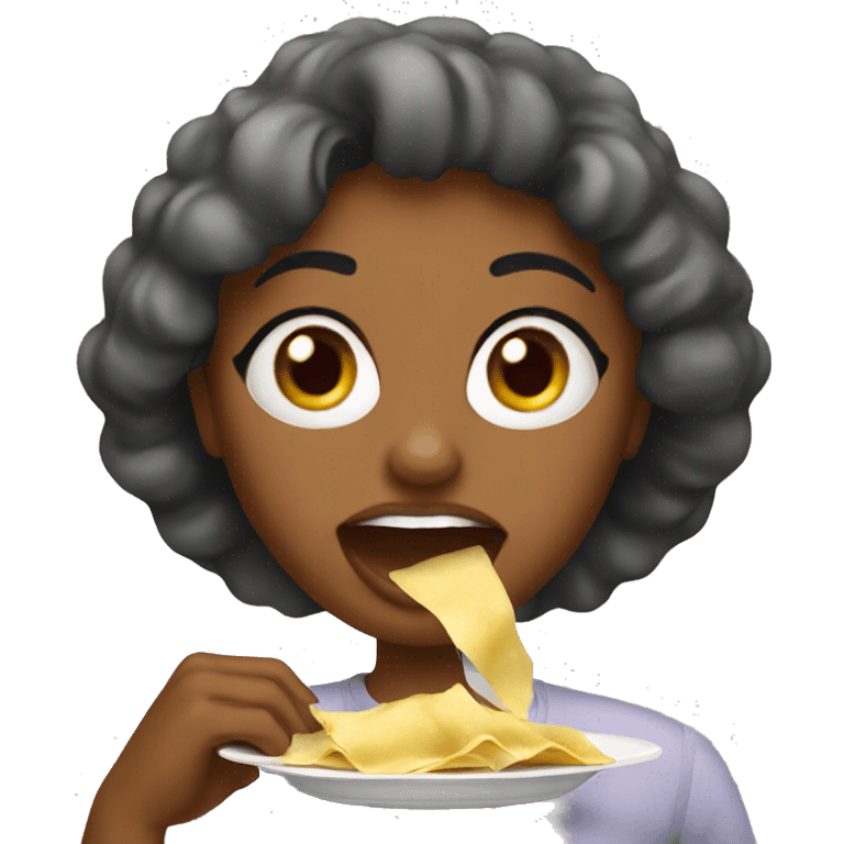 Woman eating ravioli emoji