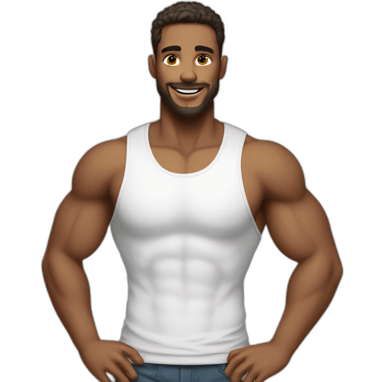 male fit body in a white top tank emoji